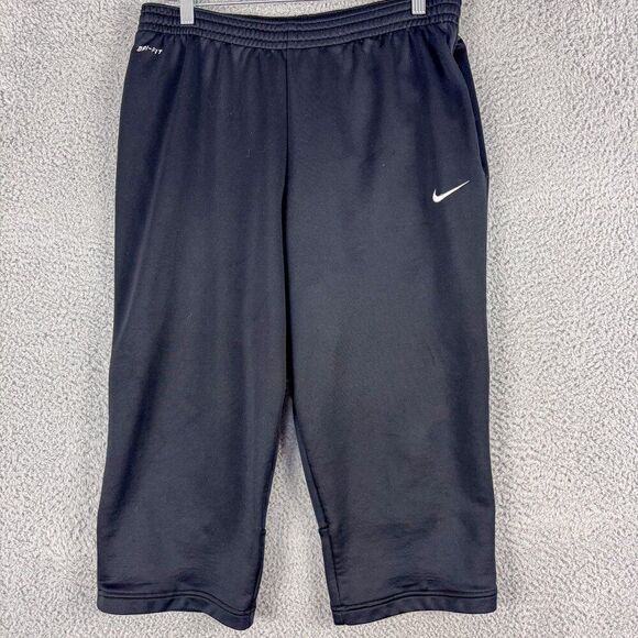 Nike Capris Womens Large Black Dri Fit Workout ActiveWear Yoga Pocket Gym‎ Run - Picture 1 of 12
